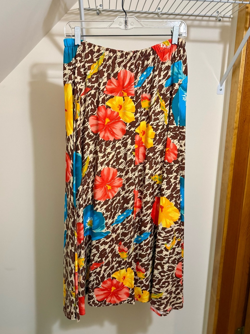 Vintage Jack Winter Floral Cheetah Print Maxi Skirt - Size 10 - Picture 4 of 6